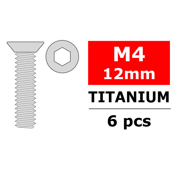 CORALLY - TEAM TITANIUM SCREWS
M4 X 12MM HEX FLAT HEAD 6 PC - C-3022-40-12
