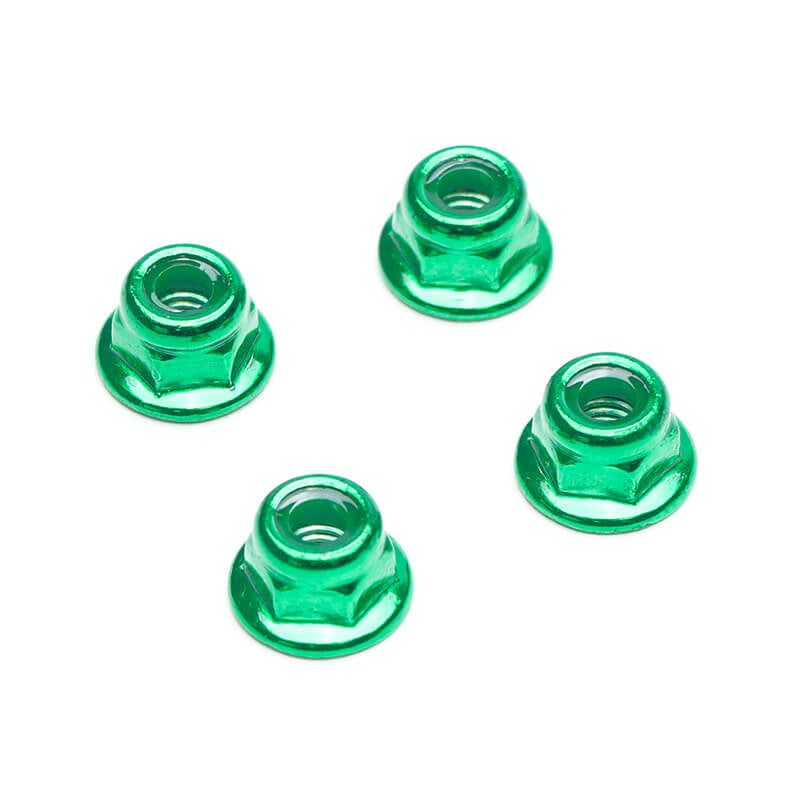 FASTRAX R/C PRODUCTS - FASTRAX M4 GREEN FLANGED
ALUMINIUM LOCKNUTS 4PCS - FTM4GRF