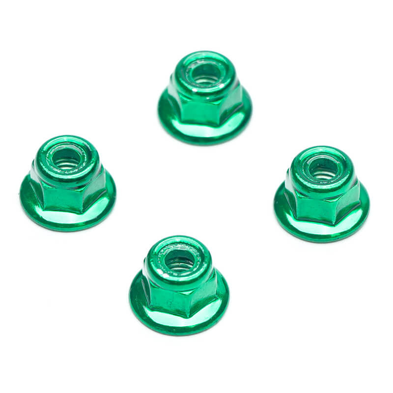 FASTRAX R/C PRODUCTS - FASTRAX M5 GREEN FLANGED
ALUMINIUM LOCKNUTS (4) - FTM5GRF