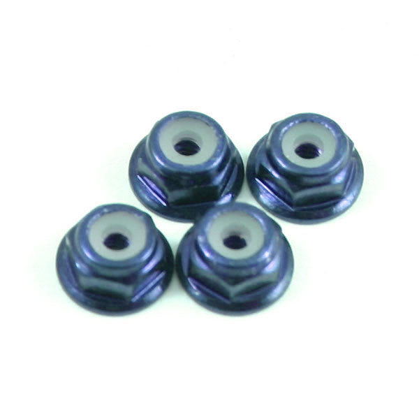 FASTRAX R/C PRODUCTS - M2 BLUE FLANGED LOCKNUTS 4PCS - FTM2BF