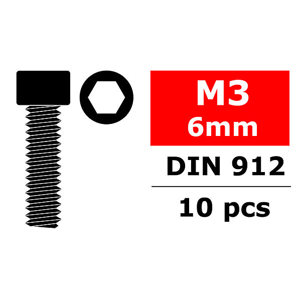 CORALLY - TEAM STEEL SCREWS M3 X
6MM HEX SOCKET HEAD 10 PCS - C-3001-30-06