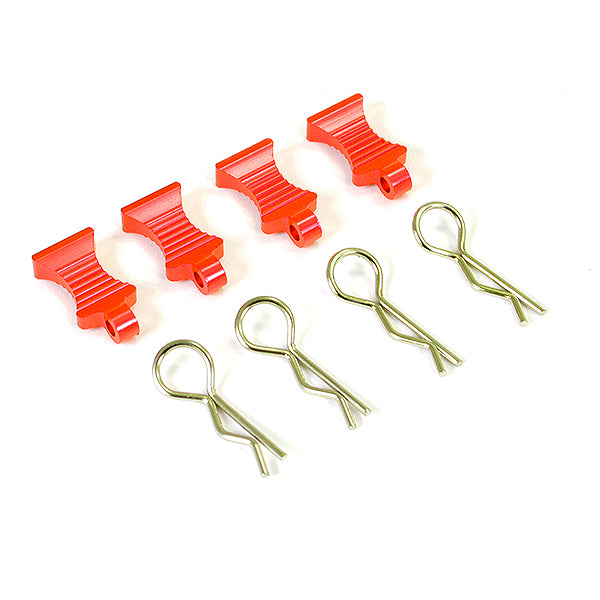 FASTRAX R/C PRODUCTS - FASTRAX PRO ALUMINIUM EASYPULL
TABS & BODYCLIPS (4PC) - RED - FAST206AR