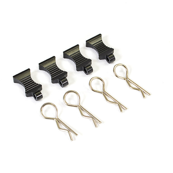 FASTRAX R/C PRODUCTS - FASTRAX PRO ALUMINIUM EASYPULL
TABS & BODYCLIPS (4PC) - BLACK - FAST206ABK