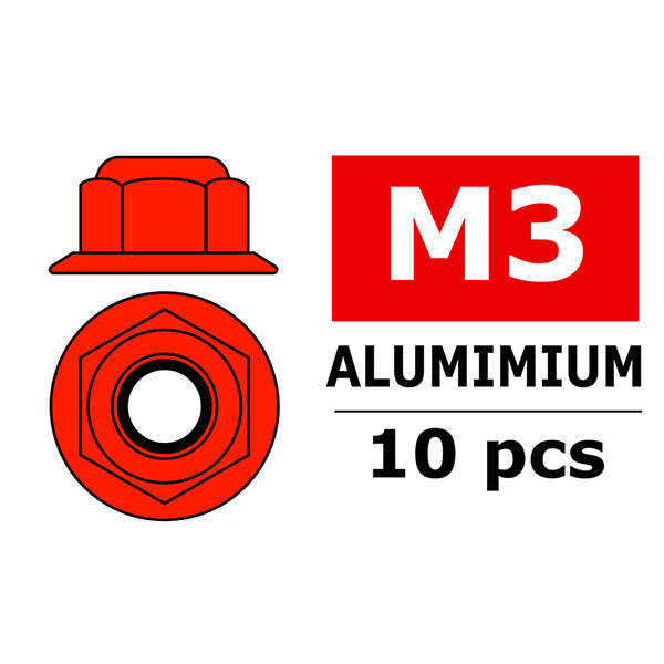 CORALLY - TEAM ALUMINIUM NYLSTO
P NUT M3 FLANGED RED 10 PC - C-3107-30-5