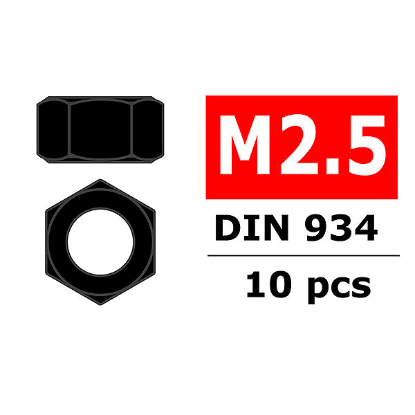 CORALLY - TEAM STEEL NUT M2,5
BLACK COATED 10 PCS - C-3103-25-6