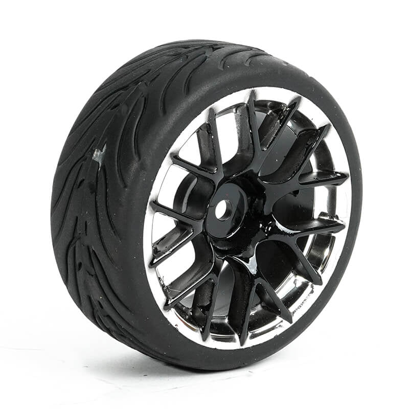 FASTRAX R/C PRODUCTS - FASTRAX 1/10 STREET/TREAD TYRE
14SP BLACK/CHROME WHEEL - FAST0097BC