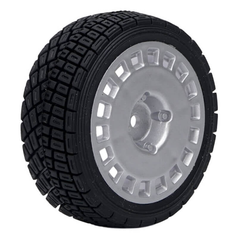 FASTRAX R/C PRODUCTS - FASTRAX 1/10TH RALLY ANGLE
TYRE/WHEEL SET SILVER (4) - FAST0071S