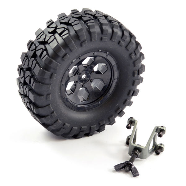 FTX - OUTBACK SPARE TYRE MOUNT &
TYRE/6 HEX WHEEL BLACK - FTX8249B