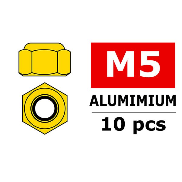 CORALLY - TEAM ALUMINIUM NYLSTOP
NUT M5 GOLD 10 PCS - C-3106-50-0