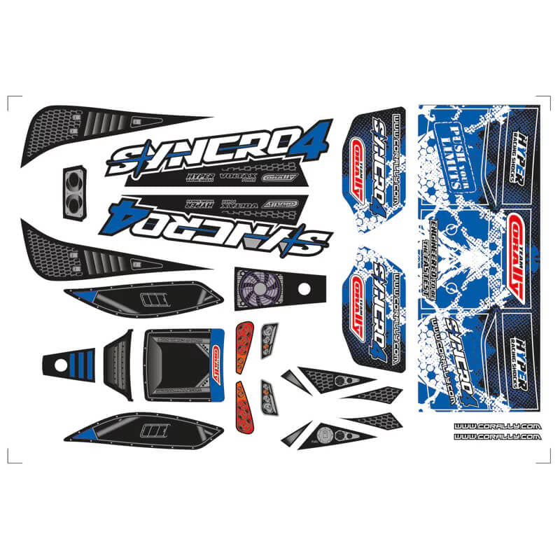 CORALLY - TEAM BODY DECAL SHEET
SYNCRO 4 BLUE 1PC - C-00180-1055-1B