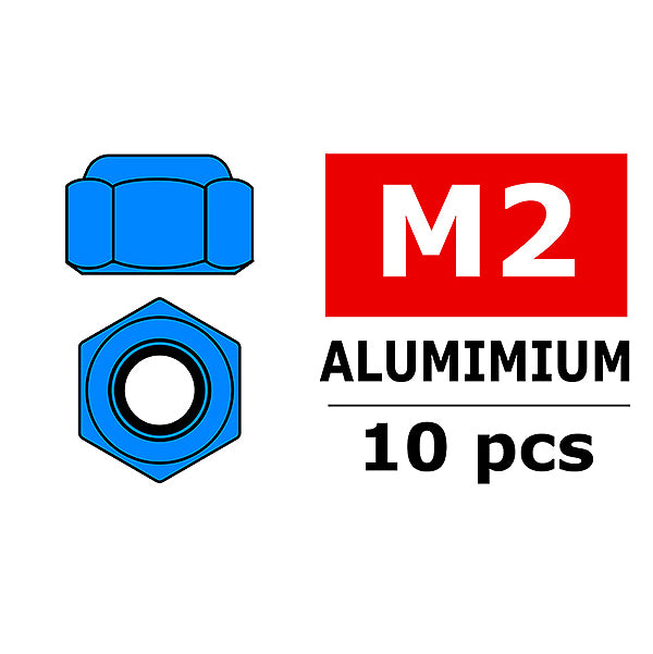 CORALLY - TEAM ALUMINIUM NYLSTOP
NUT M2 BLUE 10 PCS - C-3106-20-4