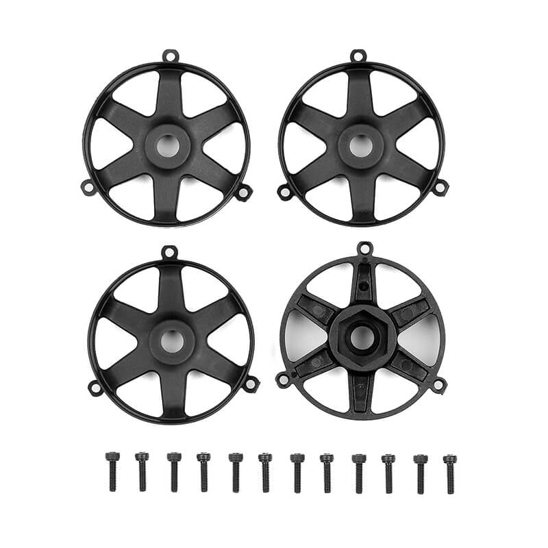 ASSOCIATED ELECTRICS - TEAM ASSOCIATED DC10 FT ADJ.
WHEEL FACE PLATE, BLACK (4) - AS72246