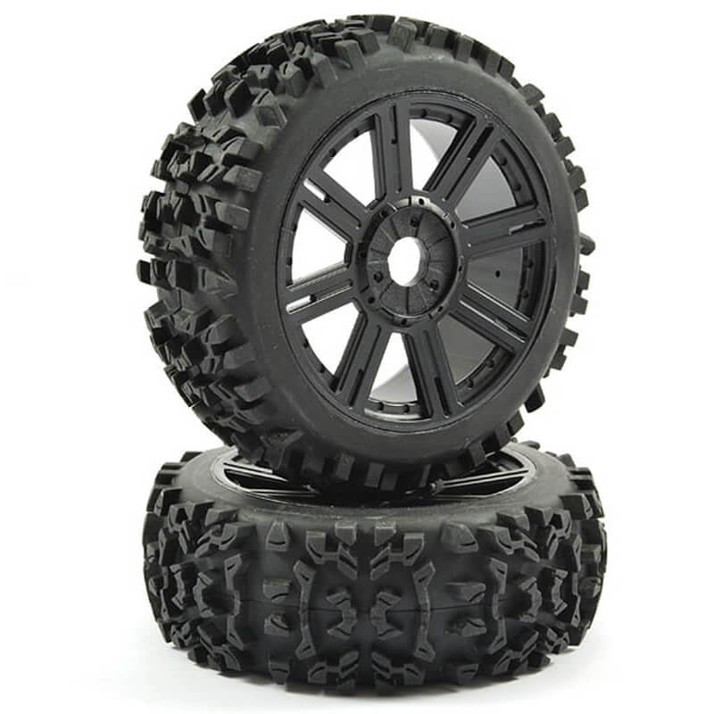 FASTRAX R/C PRODUCTS - FASTRAX 1:8 MAZE BLOCK MOUNTED
ON 8-SPOKE BLACK (PR) - FAST1005B