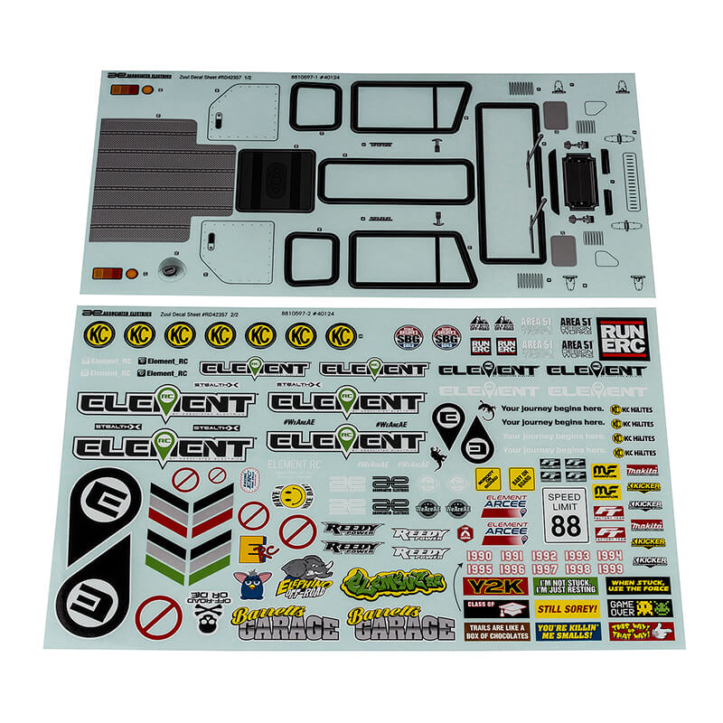 ELEMENT RC BY ASSOC. ELECTRICS - ELEMENT RC ENDURO ZUUL DECAL
SHEET - EL42357