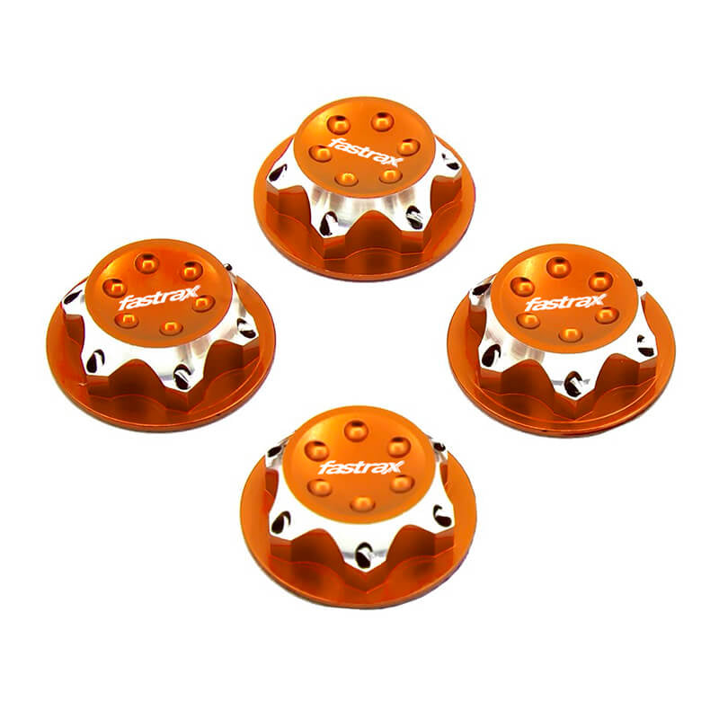 FASTRAX R/C PRODUCTS - FASTRAX ANTIDUST 17MM SERRATED
ALUMINUM WHEEL NUTS (4) - ORA - FAST924O
