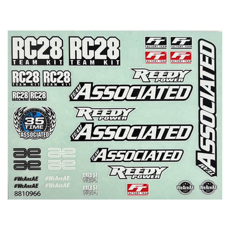 ASSOCIATED ELECTRICS - TEAM ASSOCIATED RC28R DECAL
SHEET - AS21654