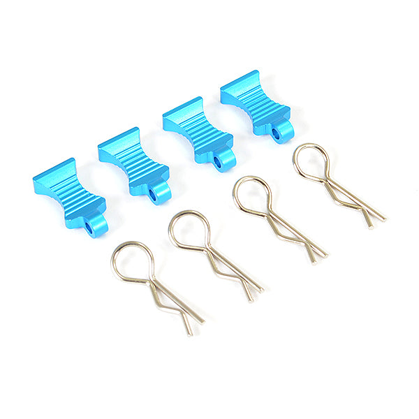 FASTRAX R/C PRODUCTS - FASTRAX PRO ALUMINIUM EASYPULL
TABS & BODYCLIPS (4PC) - BLUE - FAST206AB