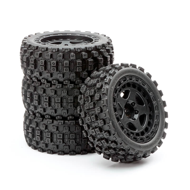 FASTRAX R/C PRODUCTS - FASTRAX ARRMA GROM WHEEL/TYRE
1/18 SET (4PC) - FTAR070BK