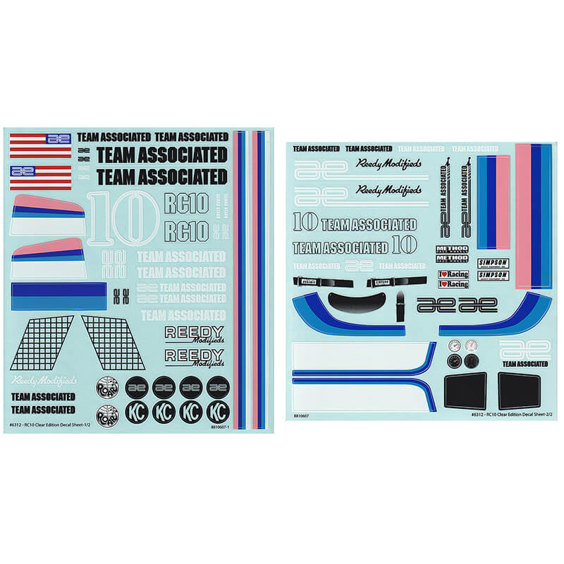ASSOCIATED ELECTRICS - TEAM ASSOCIATED RC10CC DECAL
SHEET - AS6312
