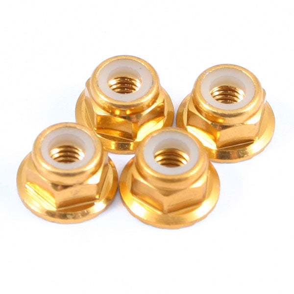 FASTRAX R/C PRODUCTS - FASTRAX M4 GOLD FLANGED
ALUMINIUM LOCKNUTS 4PCS - FTM4GF