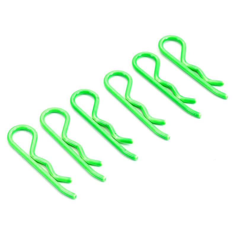 FASTRAX R/C PRODUCTS - 1/8TH/1/5TH/TRANSPONDER BODY
CLIPS FLUO GREEN (6) - FAST210FG