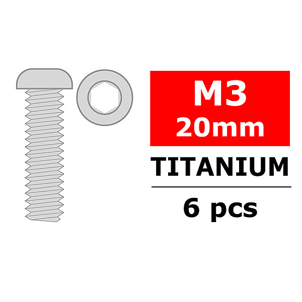 CORALLY - TEAM TITANIUM SCREWS
M3 X 20MM HEX BUTTON HEAD 6 - C-3023-30-20