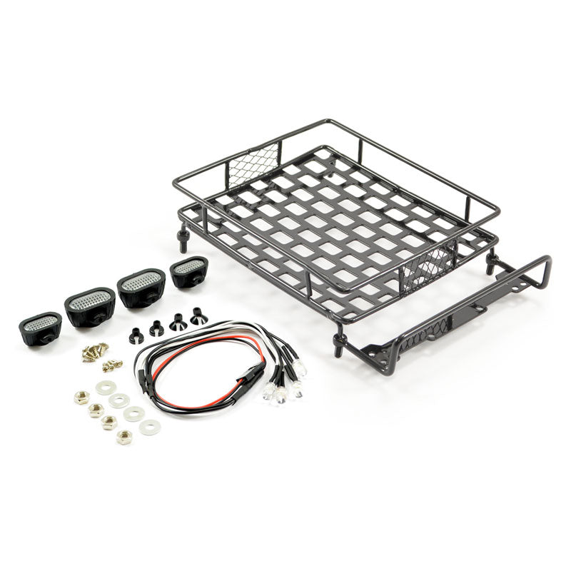 FASTRAX R/C PRODUCTS - FASTRAX ALUMINIUM LUGGAGE RACK
w/LED LAMPS L165MM X W112MM - FAST2300BK