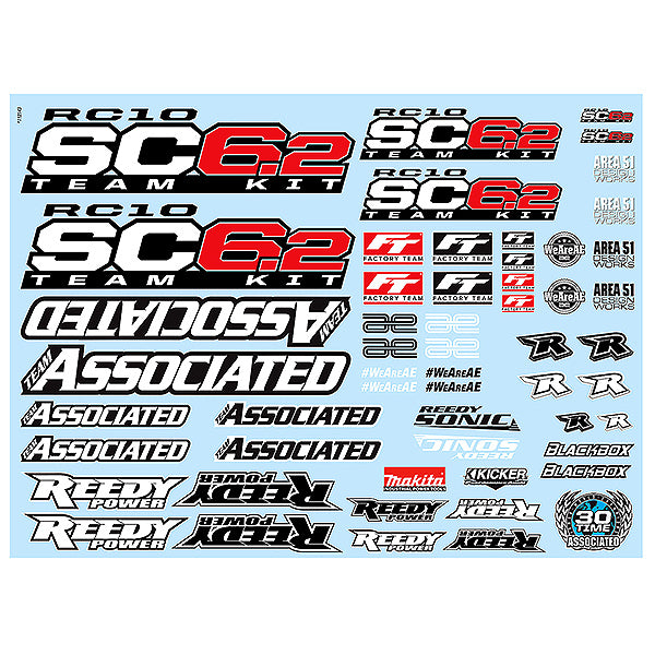 ASSOCIATED ELECTRICS - ASSOCIATED SC6.2 DECAL SHEET - AS71154