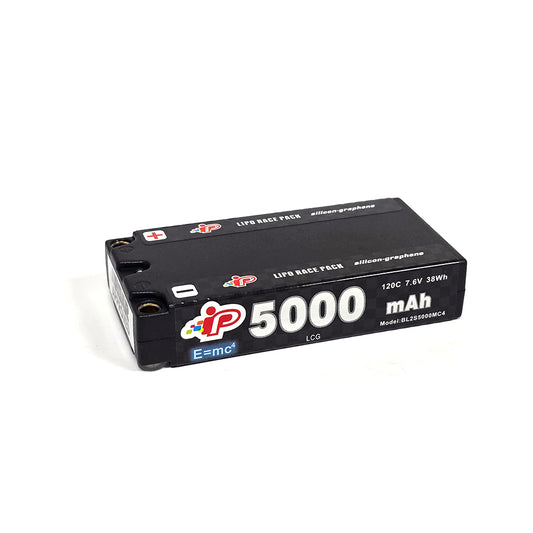 (MC4 2026 Version) Intellect - LiPo LiHV 5000mAh 2S Battery 7.6V (L93xW47xH20mm Shorty) IPBL2S5000MC4 (Now Also Fits in 1/12th Cars) BRCA APPROVED (includes balance charge cable & bullets)