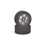 Contact - 1/10 RC Electric Touring Car (Shore 37sh JAP Soft) (30mm Wide Rears) CARBON BLACK Foam Wheels & Tyres / Tires - (2pcs) J13774 (JAP=offering excellent wear characteristics on Tarmac)