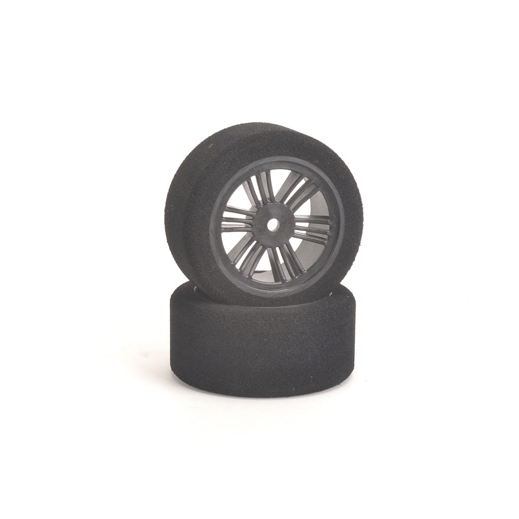 Contact - 1/10 RC Electric Touring Car (Shore 37sh JAP Soft) (30mm Wide Rears) CARBON BLACK Foam Wheels & Tyres / Tires - (2pcs) J13774 (JAP=offering excellent wear characteristics on Tarmac)