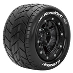 LOUISE RC - MT-ROCKET ON-ROAD T-MAXX SOFT 1/2" OFFSET HEX 17MM BLACK (2pcs) - Monster Truck Tyres & Wheels Pre Glued - L-T3328SB