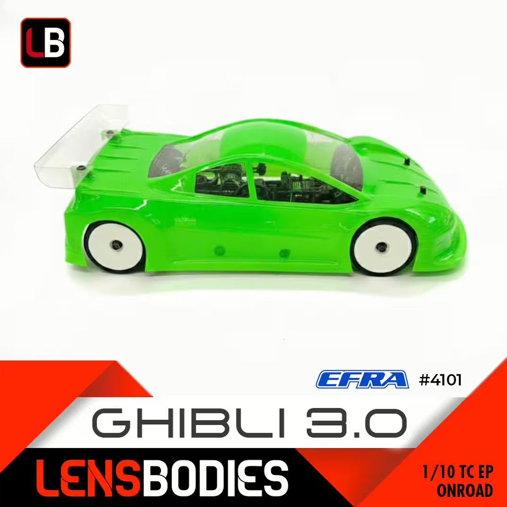 Lens RC Bodies - GHIBLI 3.0 190mm Wide 1/10 CAR Clear Body Shell - STD LEXAN - (BRCA Legal) LB3.0GHL-S