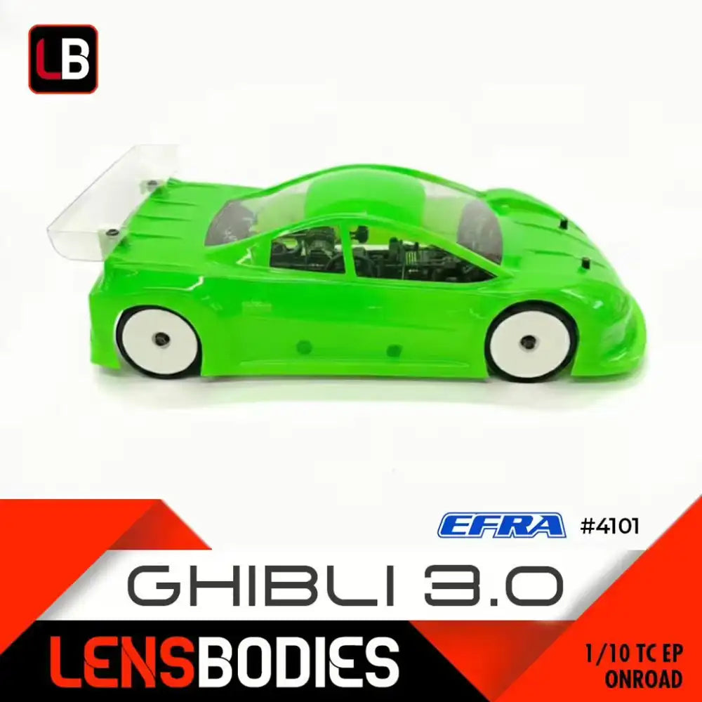Lens RC Bodies - GHIBLI 3.0 190mm Wide 1/10 CAR Clear Body Shell - LW LEXAN - (BRCA Legal) LB3.0GHL-L