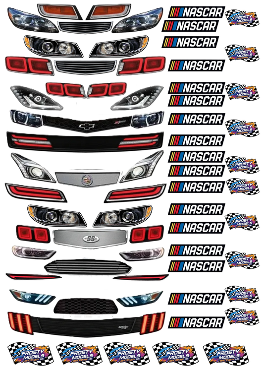 Frosty Models Nascar Sticker Set (1x Headlight, Grills & Taillights, Nascar & Frosty Sticker)