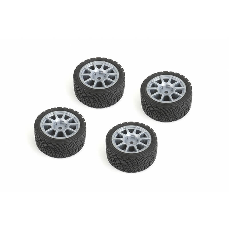 LOUISE RC - RALLY TYRES AND WHEELS 10 SPOKE GRAY +1MM (4PCS) Fits MTC & Tamiya M-Chassis - LNBA371