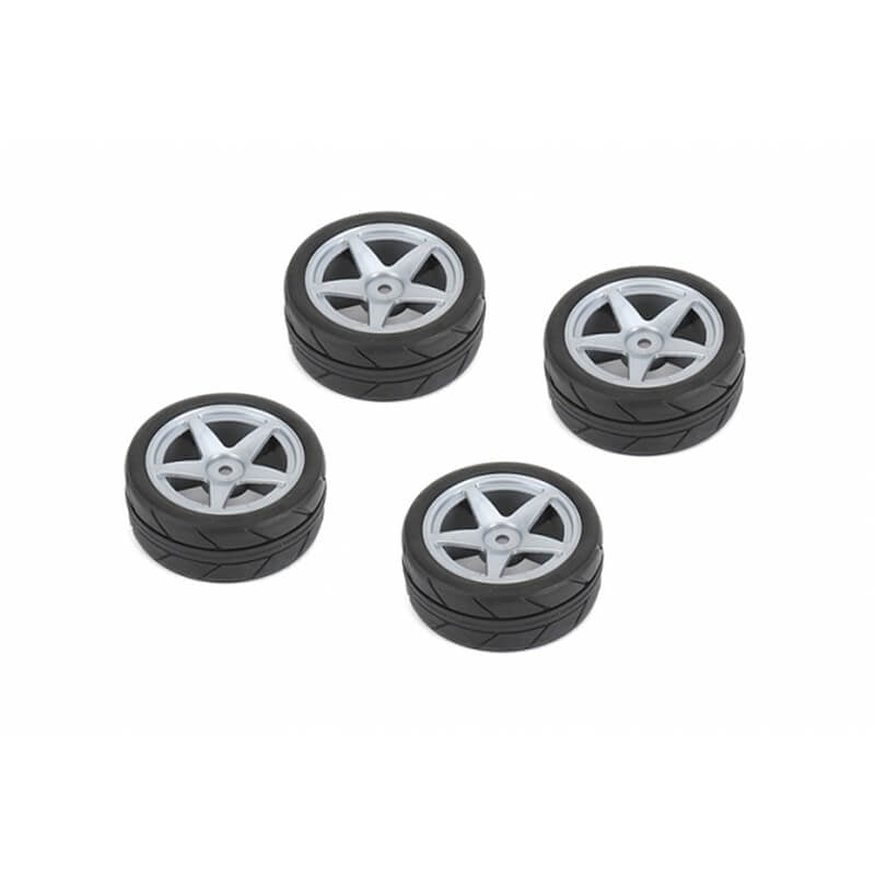LOUISE RC - 1/10 Scale RC CAR Wheel & Tyres 5 SPOKE (Radials) Grey 26MM 4PCS (Offset-0MM) - LNHA478 (Fits Cars Such as Tamiya TT02)