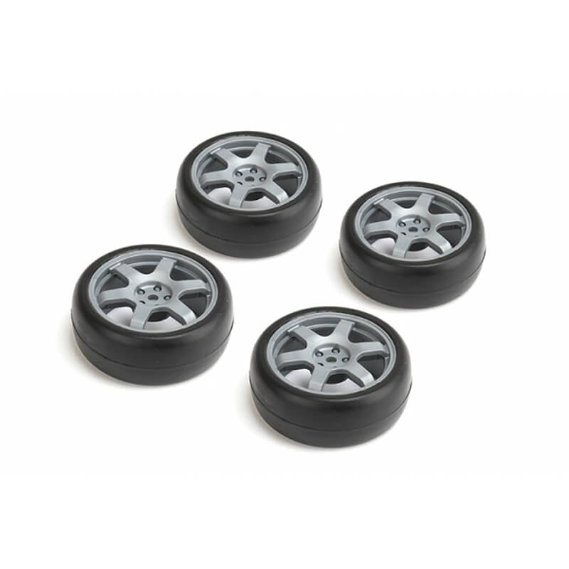 LOUISE RC - 1/10 Scale RC CAR Wheel & Tyres 6 SPOKE (SLICKS) Grey 26MM 4PCS (Offset-0MM) - LNHA490 (Fits Cars Such as Tamiya TT02)