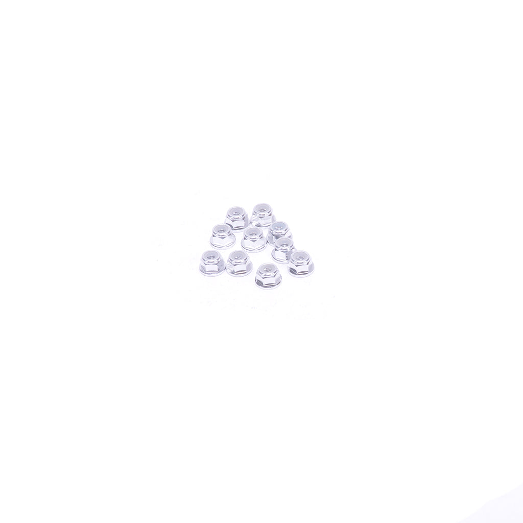 Monkey King RC - M3 Flanged Nyloc Nut - Silver - 10pcs - MK5403S