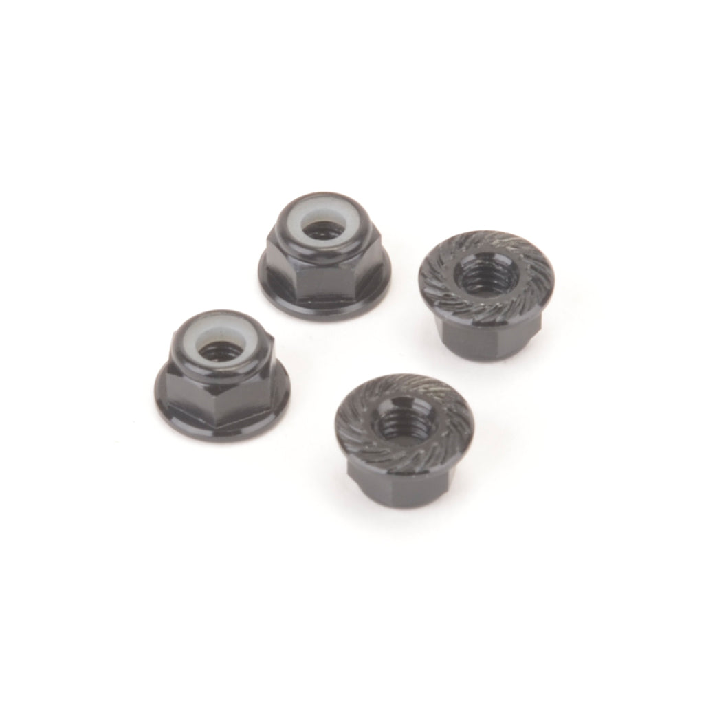 Monkey King RC - M4 Alloy Serrated Nyloc Nuts - Black - 4pcs - MK5485BK