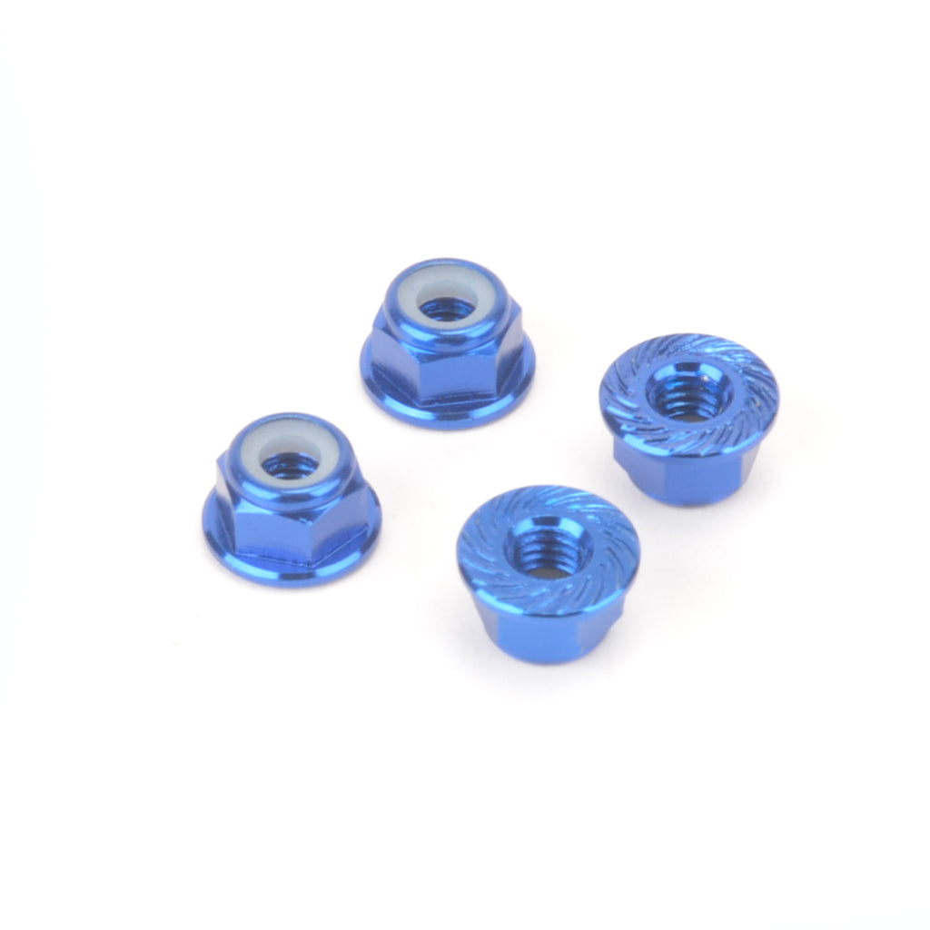Monkey King RC - M4 Alloy Serrated Nyloc Nuts - Blue - 4pcs - MK5485BL