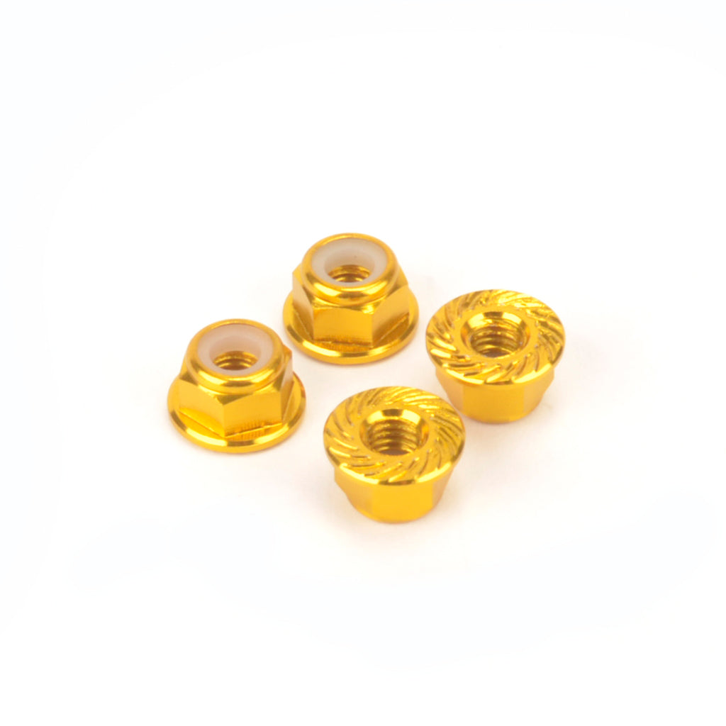 Monkey King RC - M4 Alloy Serrated Nyloc Nuts - Gold - 4pcs - MK5485GD