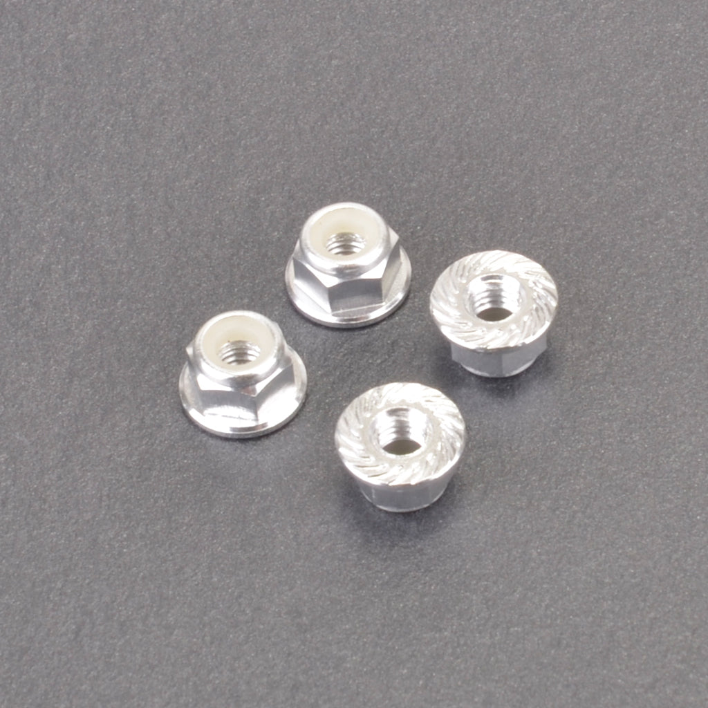 Monkey King RC - M4 Alloy Serrated Nyloc Nuts - Silver - 4pcs - MK5485S