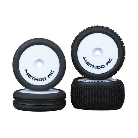 METHOD - NITRAGRIP 1/24 BUGGY TYRES F/R ON 7MM HEX WHITE (4) Method RC Logo Part Number: MTD0606W