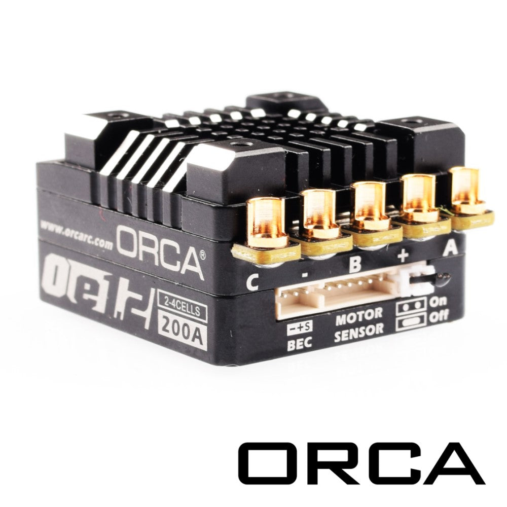 ORCA - OE1.2 – 200A 2-4S Brushless electronic speed controller (Black) 2-4S 1/8 - 1/10 to 1/12 ESC - OR-ES22OE12-4C