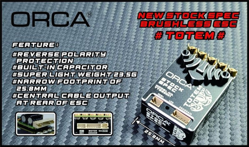 ORCA - Totem 2S 100A – Blinky Pro Brushless ESC (Great for 25.5T Brushless Mini) (1/12 to 1/10th) OR-ES22TOTEM2S