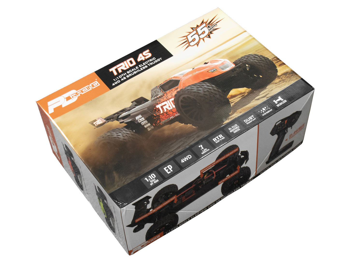 PD RACING - 1/10 4wd Radio Controlled RC BASHER Truck TR10 4S Brushless Truggy (55MPH) - PD861R (No battery (IC5 plug fitted) or charger included)