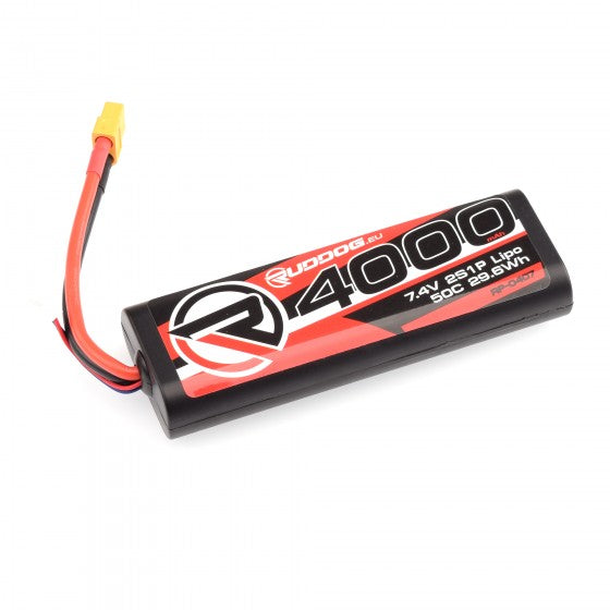 (SRuddog - 4000mah 50C RC Car/Buggy 7.4v LiPo rounded stick pack battery – XT60 plug