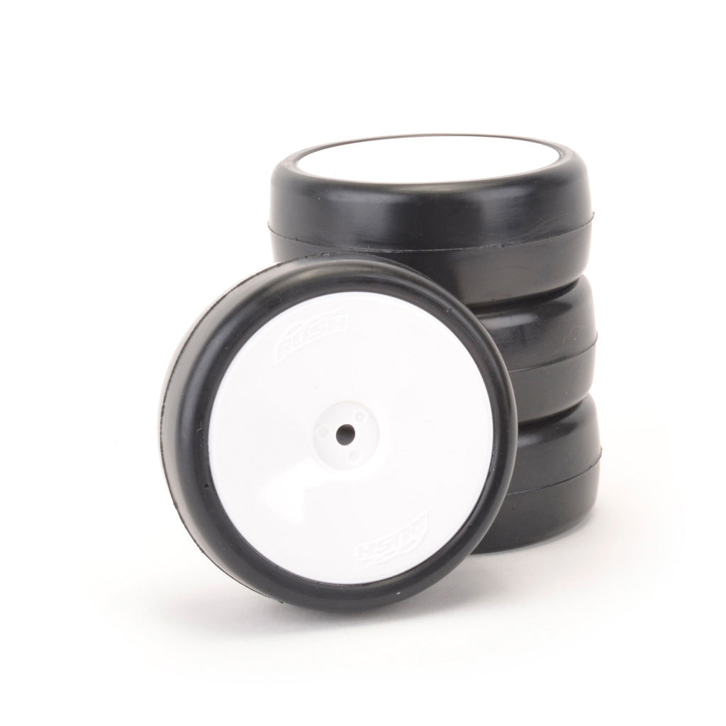 RUSH - 1/10 WHEELS & TIRES / TYRES Carpet PRE-GLUED - 28X - Dish (4pcs) - RU0362 (Recommend Louth & Frostys)