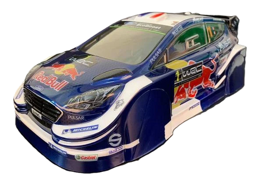 Slidelogy - (210mm) Ford Fiesta WRC Body Set in Clear Lexan - For 1/10 M-Chassis MTC (W-165mm x Wheelbase-210mm) RAGE (no sponsor stickers - lights, windows and grills only)